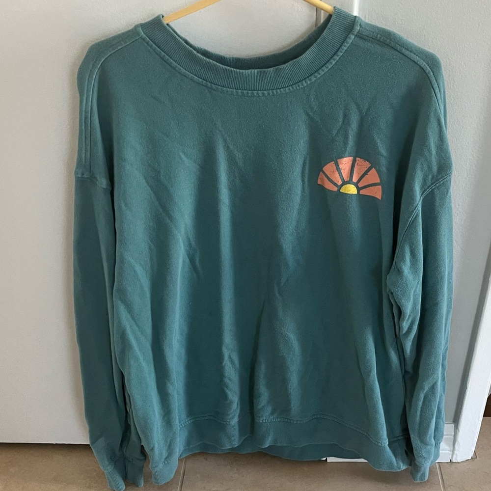 Teal Sweatshirt with Sun Graphic